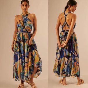 Alexandra Farmer | Printed Halter Maxi Dress Medium | NWT